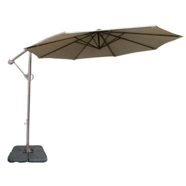 Imagem de Ombrelone Lateral Tahiti Bahamas Fratini 300cm Alumínio Capa Poliéster Marrom Taupe Base Lateral HDPE