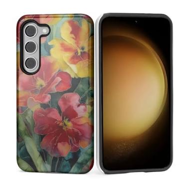 Imagem de Kapadiy Capa para Samsung Galaxy S23, design floral vintage feminino híbrido proteção dupla de silicone rígido PC à prova de choque, capa protetora antiarranhões para homens e mulheres