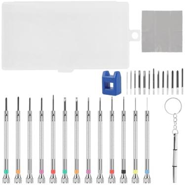 Imagem de Conjunto de chaves de fenda profissional de 13 peças, conjunto de chaves de fenda pequeno, kit de reparo de óculos de precisão de 0,6 a 2 mm com 13 lâminas extras de substituição para óculos, óculos
