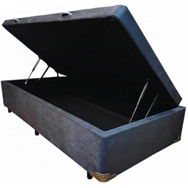 Imagem de Cama Box Baú Solteiro, 188x88x42 cm, Estrutura Blindada com Pistão a Gás (Suede Cinza)