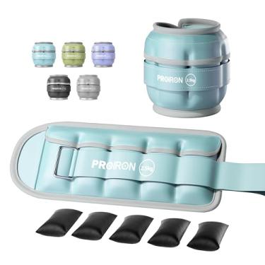 Imagem de PROIRON Pesos de tornozelo ajustáveis para mulheres e homens 0,5 kg - 2,5 kg em par de peso refletivo no tornozelo para exercícios físicos, corrida, aeróbica-azul