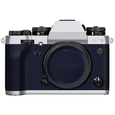 Imagem de X-T3 Adesivo de capa de câmera antiarranhões para FujiFilm X-T3 Película protetora de câmera decalques XT3 (transparente + couro azul)