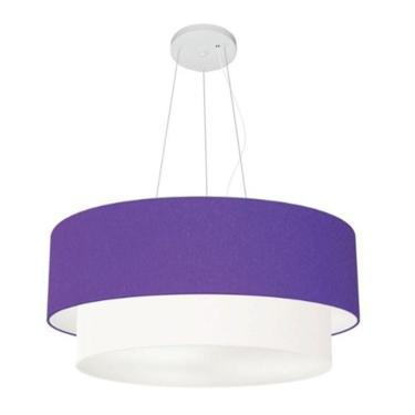 Imagem de Lustre Pendente Duplo Cilíndrico Vivare Md-4371 Cúpula Em Tecido 80x70cm - Bivolt Roxo-branco 127/220v