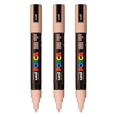 Imagem de posca Marcadores de tinta à base de água PC-5M, ponta média reversível (1,8-2,5 mm), rosa pó, 3 unidades