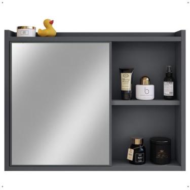 Imagem de Espelheira Parede Organizadora Armário Prateleira Multiuso Porta Itens