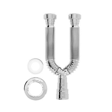 Imagem de Sifão Duplo Sanfonado Extensível Blukit 72Cm Cromado Universal
