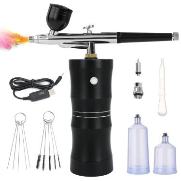 Imagem de Nlapldy Kit de Aerógrafo com Compressor de Ar, Pistola de Ar Comprimido 7,4 V 34Psi Atualizada, Recarregável, Portátil, Sem Fio, Pintura com Pincel de Ar com Bico de 0,4 Mm para Pintura, Arte em Unhas