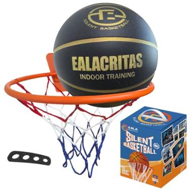 Imagem de Ealacritas Conjunto de presente para treinador de basquete silencioso sem ar ranhurado tamanho 7 (74,9 cm) sem compressão, cesta interna e forma de tiro - para drible silencioso e kit de treinamento