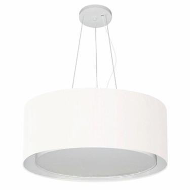 Imagem de Lustre Pendente Cilíndrico Duplo Vivare Md-4124 Cúpula Em Tecido 50x25cm - Bivolt Branco 127/220v