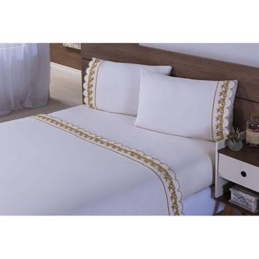 Imagem de Jogo De Lençol Cama Viúva 100% Algodão 4 Peças Dourado