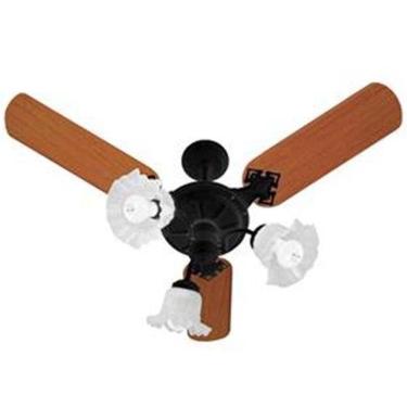 Imagem de Ventilador De Teto New Zeta 3 Pás Mdf Mogno 3 Tulipas 110V