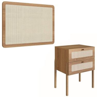 Imagem de Cabeceira Solteiro e Mesa Pés de Madeira Arlo A10 Hanover - Mpozenato