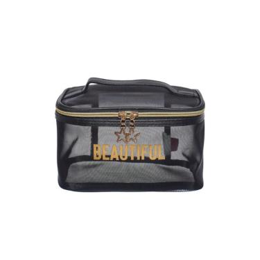 Imagem de Necessaire Qualis Transparente Grande Ns2310 - Preto