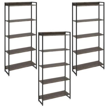 Imagem de Kit 3 Estantes Multiuso Industrial 5 Prateleiras Areta 186x80cm C01 Ca