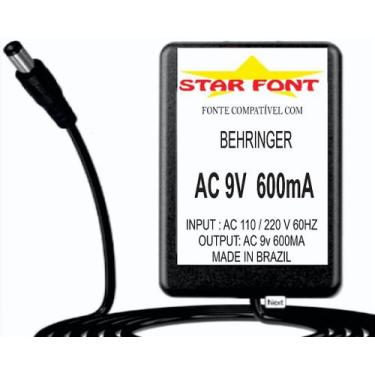 Imagem de Fonte AC 9V para X V-AMP LX1-X Multi Efeitos Behringer - 600mA Bivolt 