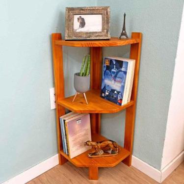 Imagem de Estante de Canto para Chão de Madeira Pinus 3 Prateleiras Linea Carval