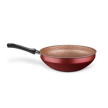 Imagem de MTA - Panela Wok em Alumínio Antiaderente, Capacidade de 2,8L, nº 24, Cor Cereja, Linha Flora.