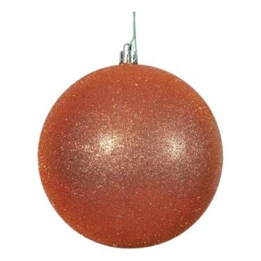 Imagem de Vickerman Enfeite de bola com glitter laranja polido de 20 cm