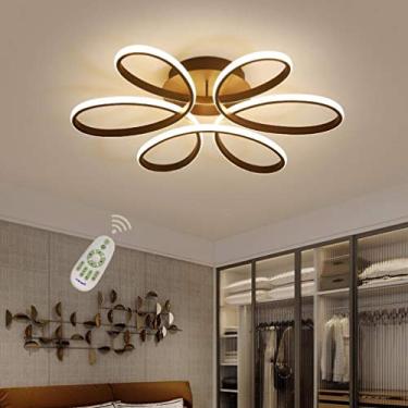 Imagem de Luminária de teto embutida para quarto, sala de estar e jantar, luminária regulável com controle remoto, LED de 68 W, design moderno de flores, abajur acrílico, lustre decorativo para sala d