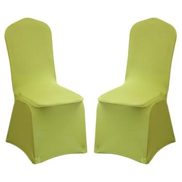 Imagem de Pacote com 2 capas de cadeira dobráveis de elastano elástico, capas removíveis para cadeiras, protetores universais, com bolso elástico para os pés, para festa de casamento, banquete, celebração