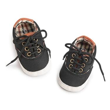 Imagem de Morbido Tênis infantil de lona para meninos e meninas sem cadarço antiderrapante para recém-nascidos, primeiros andadores de 0 a 18 meses, A_preto/, 12-18 Months Infant
