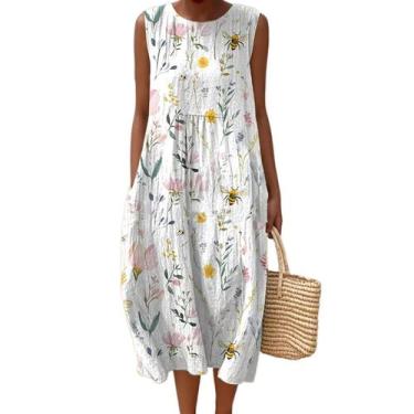 Imagem de Vestido maxi feminino Akivide com estampa floral boho de verão com bol