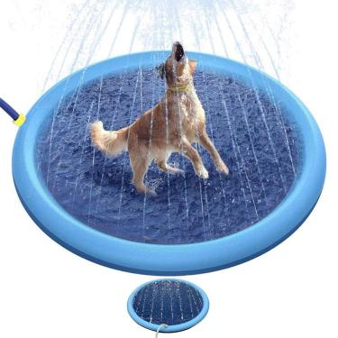 Imagem de Piscina Tapete Chafariz Inflavel Pet Cachorro Animais Criança Brincadeira Divertida Verao Sol Veraneio