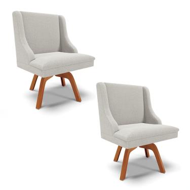 Imagem de Cadeira Sala de Jantar Giratória MM35 kit 2 Liz Bouclê Cinza D03 - D'Rossi