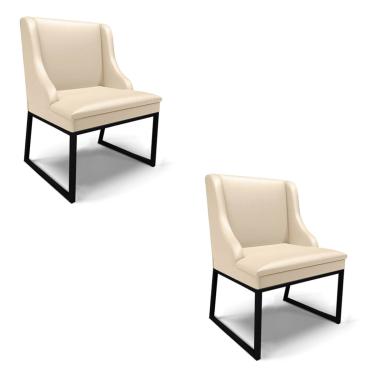 Imagem de Cadeira Sala de Jantar Industrial Preto kit 2 Liz Sintético D03 - D'Rossi