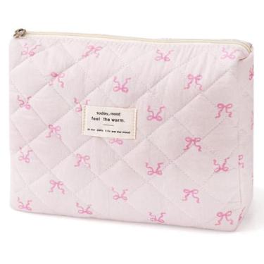 Imagem de Bolsa de maquiagem MZLUWM grande acolchoada de viagem com laço para mu