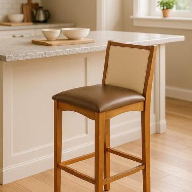 Imagem de Banqueta Madeira Maciça Encosto Tela Sling Toscana - Fassina Decor