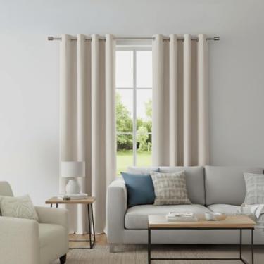 Imagem de Cortina Blackout Dupla Face 300x220cm, Palha, Linho Rústico, Vedação 100%, Ilhós Prata, Estilo Moderno para Sala e Quarto, Acabamento Elegante - Confort Linens