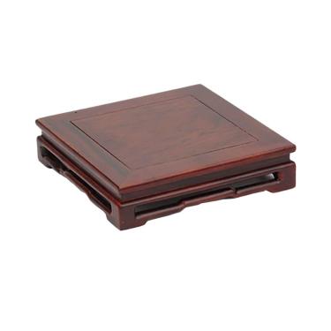 Imagem de Base de suporte de exibição Vaso de bonsai com base quadrada estilo Ming, galhos ácidos vermelhos em mogno(Grande)
