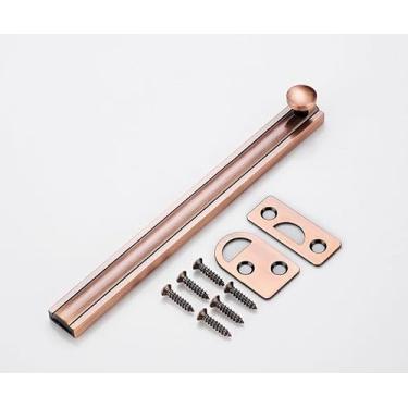 Imagem de SUYA Trava deslizante oculta de 90/180 graus, parafuso de superfície de latão sólido de 15 cm em cobre antigo, trava elegante e segura para portas francesas/cercas de madeira/portões/armários ou