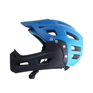 Imagem de oshhni Capacete de bicicleta leve para ciclismo, esportes ao ar livre, ventilação, BMX, ajustável com aba de chapéu de sol, respirável, Azul