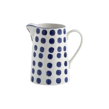 Imagem de Jarro Chaleira de água cerâmica azul 1,5 l com alça, jarra suco chá e leite, pote cozinha