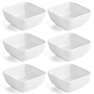 Imagem de MOSYONE Conjunto de 6 mini tigelas de cerâmica branca para molho de soja para acompanhamentos, condimentos, aperitivos (branco)