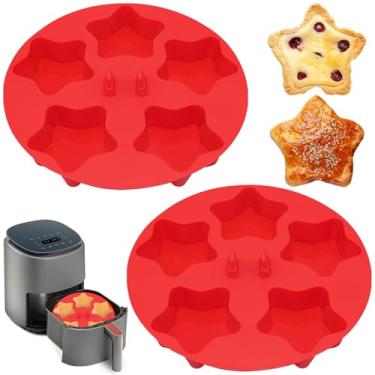 Imagem de ZONBBEE Moldes de silicone para mordida de ovo para fritadeira a ar, antiaderente, 5 xícaras, frigideira a ar para assar mordidas de ovo, mini muffins, torta, mini cupcake e quiche (pacote com 2)