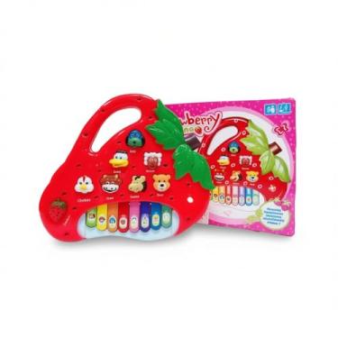 Imagem de Brinquedo Musical Infantil em Forma de Morango, Piano com Sons de Animais, Teclado Colorido com Luzes, Instrumento Musical Educativo para Crianças