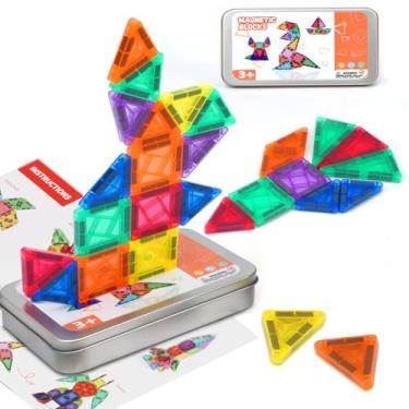 Imagem de Mini Blocos de Montar Infantil Magnetico Caixa de Ferro para Armazenamento 26 Peças Brinquedos Educativos 3 Anos Menino y Menina Blocos Magneticos Infantil STEM Brinquedos Educativos