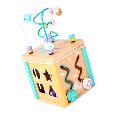 Imagem de Brinquedo Madeira Montessori TL-GP105 Blocos e Contas Multifuncional para Crianças | Jogo Educativo de Aprendizagem e Raciocínio Lógico | Compensado e Faia Unissex