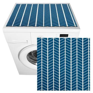 Imagem de 2 peças de capas de lavadora e secadora para as capas superiores de máquina de lavar à prova de poeira com tapete protetor de arruela inferior antiderrapante para máquinas de lavar (60 * 60 cm, azul)