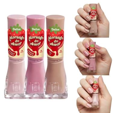Imagem de Kit 6 Esmaltes Dailus Coleção Morango do Amor Esmalte Com Cheirinho (Kit 3 Esmalte)