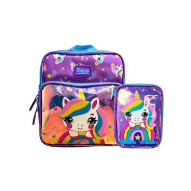 Imagem de Kit Escolar Lancheira + Estojo Box Rabisk Unicornio - Mundi, Lilás