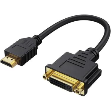 Imagem de Cabo curto HDMI para DVI de 0,2 m, conversor bidirecional DVI-I (24+5) fêmea para HDMI macho 1080P DVI para conversor HDMI compatível com PC, TV Box, PS5, Blue-ray, Switch