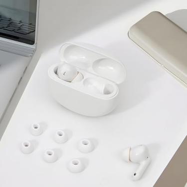 Imagem de 3 pares de pontas auriculares de substituição compatíveis com AirPods, geração com orifício de redução de ruído, AirPods Pro, pontas auriculares de silicone com caixa de armazenamento portátil