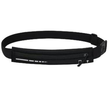 Imagem de Cinto fitness elegante para corrida, armazenamento seguro para telefones e itens essenciais, preto, Preto, Moderno