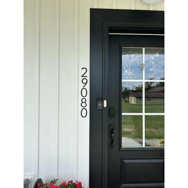 Imagem de Número 5 de casas modernas pretas de 12 cm, números de caixa de correio acrílica de perfuração fosca de fácil instalação, placas de endereço para portas externas, apartamentos, portas, hotéis