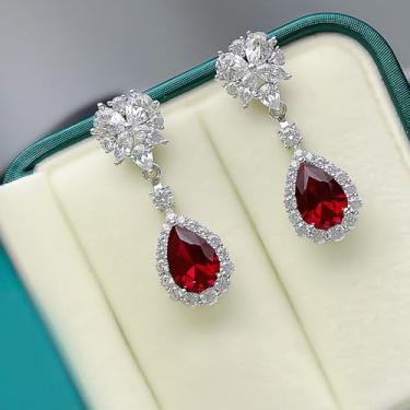 Imagem de Lindos brincos pendentes em forma de flor com gota d'água de zircônia cúbica para festa de casamento, joia moderna para mulheres, 1.42, Latão, Zircônia cúbica