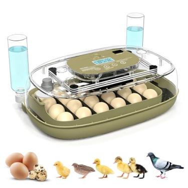 Imagem de Incubadora de 24 ovos com visor de umidade e candler, espátula ajustável automática, controle de temperatura e umidade, recarga automática de água – incubadora de grande capacidade para frango, pato